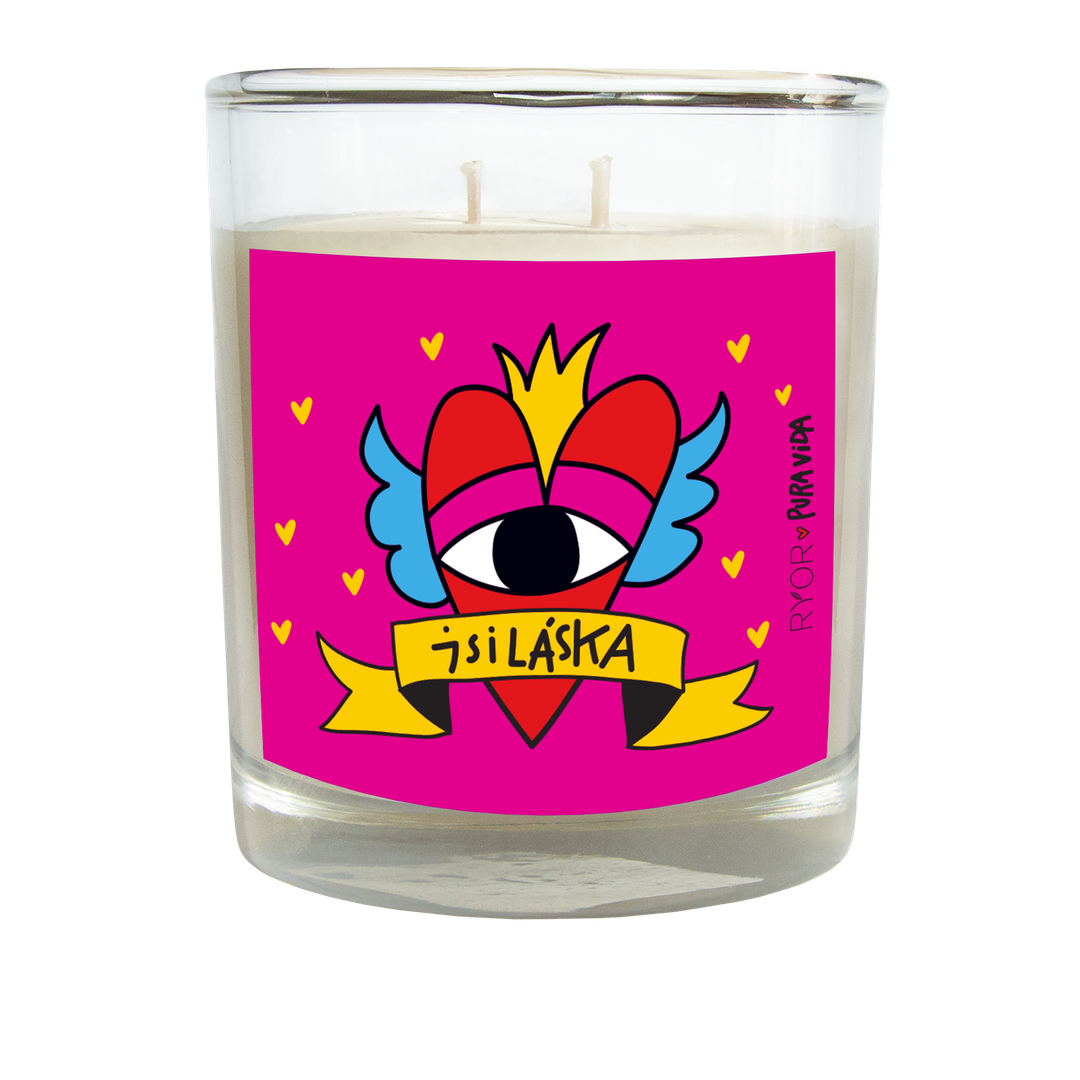 PuraVida sviečka s vôňou sviežeho vánku SI LÁSKA